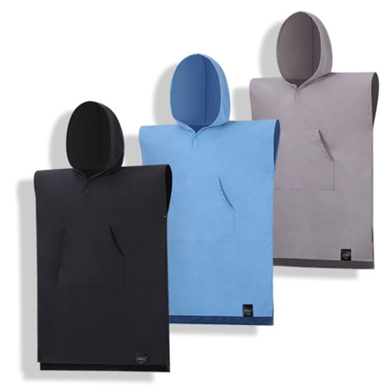 Veranderende Gewaad Badhanddoek Outdoor Volwassen Hooded Strandlaken Poncho Badjas Handdoeken Vrouwen Man Badjas Zwart