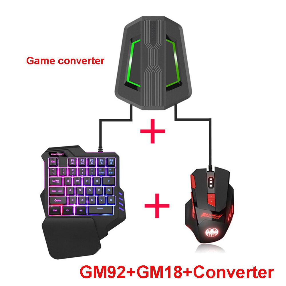 Enkelthånds enhånds gaming tastatur 35 nøgler rgb baggrundsbelyst bærbar mini gaming tastatur mus sæt til pc  ps4 xbox gamer for win: Hvid