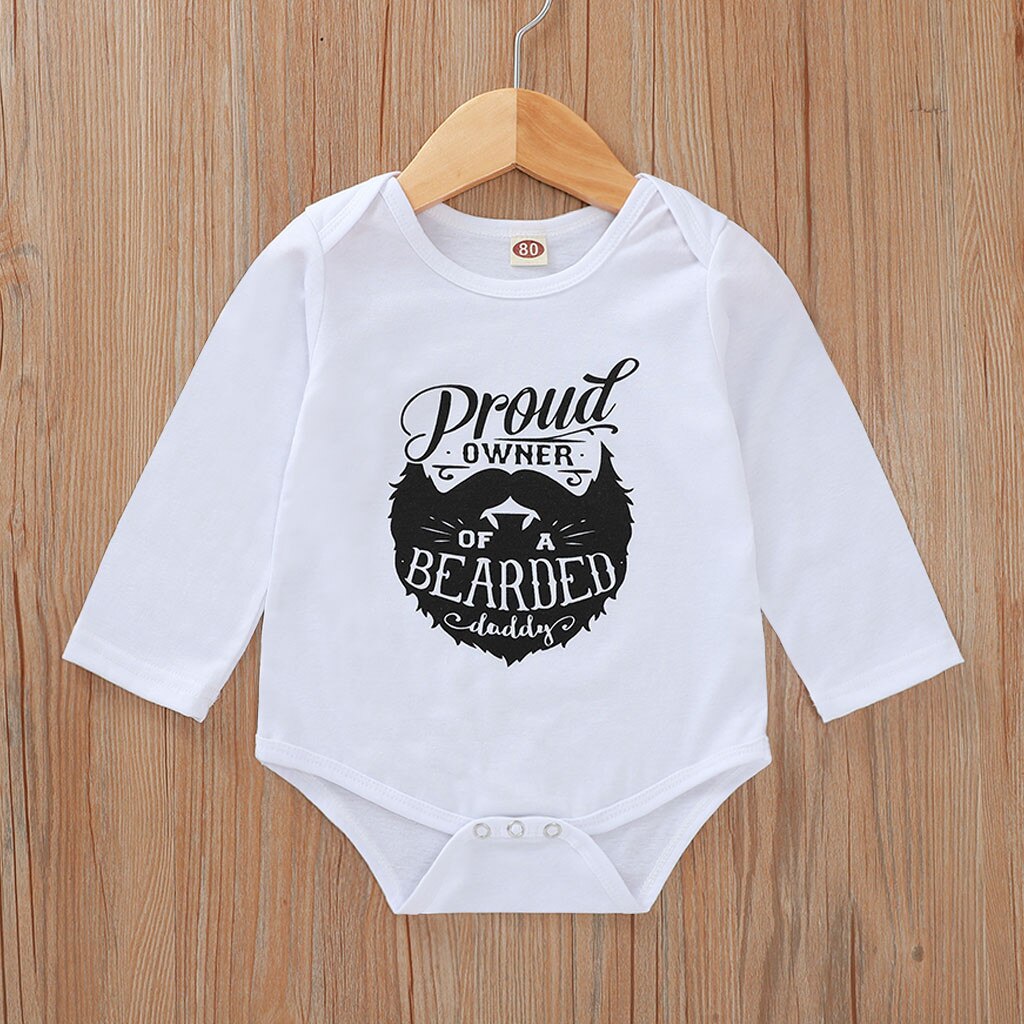 Infant Baby Boys Girls Long Sleeve Letter Print Romper Bodysuit Clothes Product Round Neck Long Sleeve Christmas Bodysuit Baby: 12M
