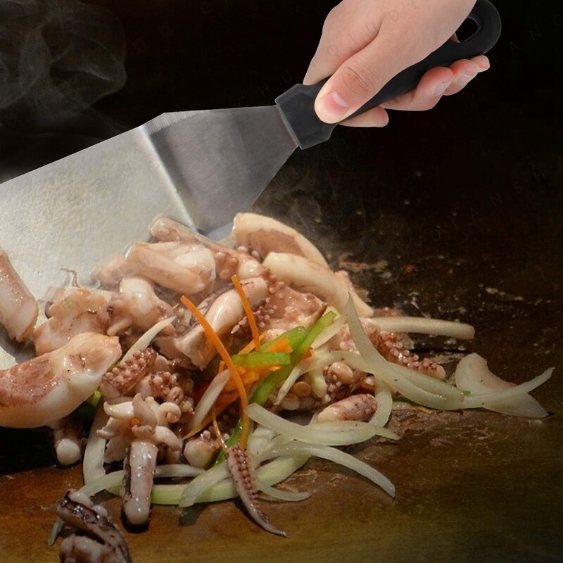 Kit de accesorios para plancha, Set de 5 piezas de herramientas exclusivas para plancha, conjunto de espátulas largas/cortas, Kit de cocina para parrilla plana de grado comercial