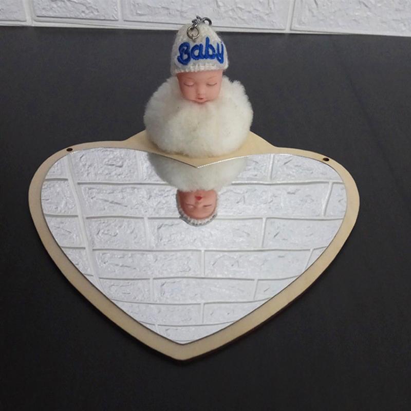 1pc Wall Mirror Wooden Frame Acrylic Heart-shaped Hanging Mirror for Bedroom Bathroom Living Room