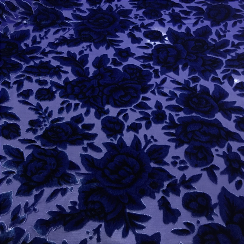 Tummansininen pioni kukka sametti 100%  silkkikangasta pleuche ikäkauden mulperi samettikankaat cheongsam mekko hame puku
