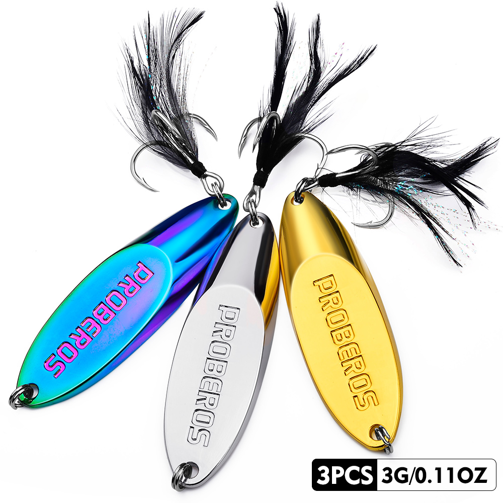 Cebo de lentejuelas de Metal de 3 piezas con ganchos reforzados y lentejuelas biseladas-cuchara larga para cebo de natación Artificial y acción oscilante: Blanco