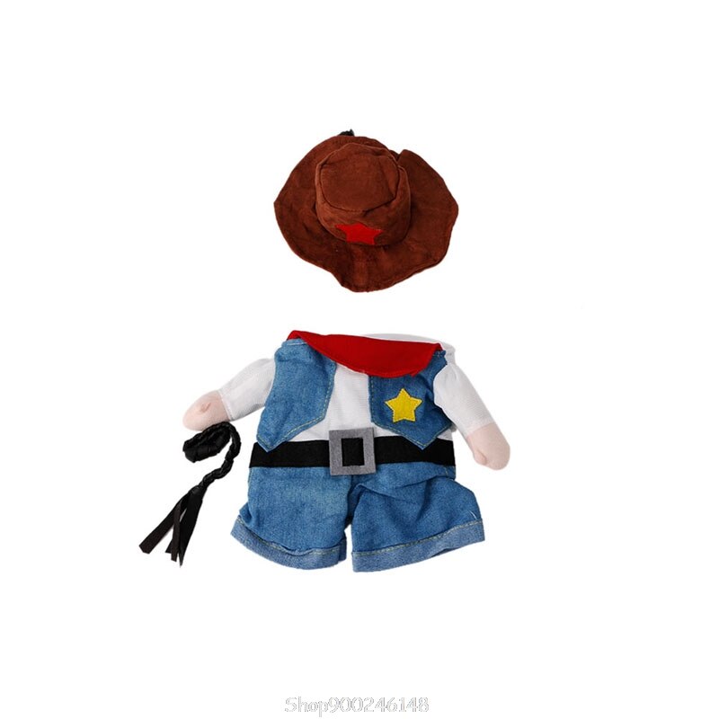 Funny Pet Costume Dog Cat Costume Clothes Dress Apparel Doctor Policeman Cowboy N23 20: Cowboy / S