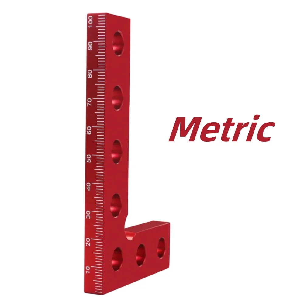 Herramienta de marcado de borde cuadrado de precisión de 90 grados para carpintería, calibre cuadrado de marcado de bolsillo de carpintería de aluminio, regla de ángulo recto: Marrón