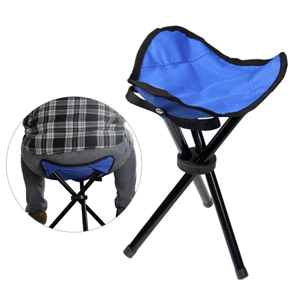 Triangle tabouret pliant pratique Portable pêche léger chaise de plage pour pique-nique Barbecue Camping bleu
