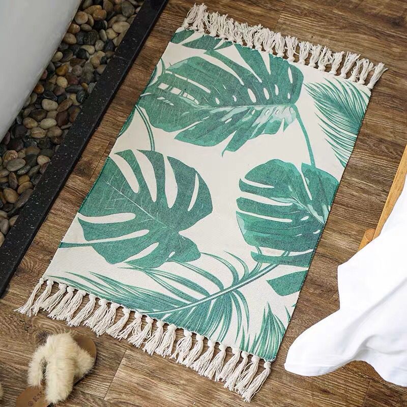 Bohemian Tassel Simple Cotton Linen Retro Ethnic Style Carpet Floor Mat For Bedroom Living Room Bedside Small Prayer Rug 60x90cm: 10