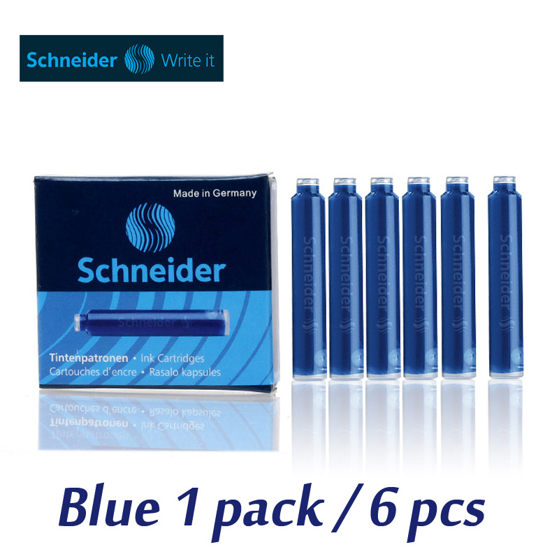 Japan's original Muji aluminum short pocket fountain pen gel pen ink: Schneider blue ink