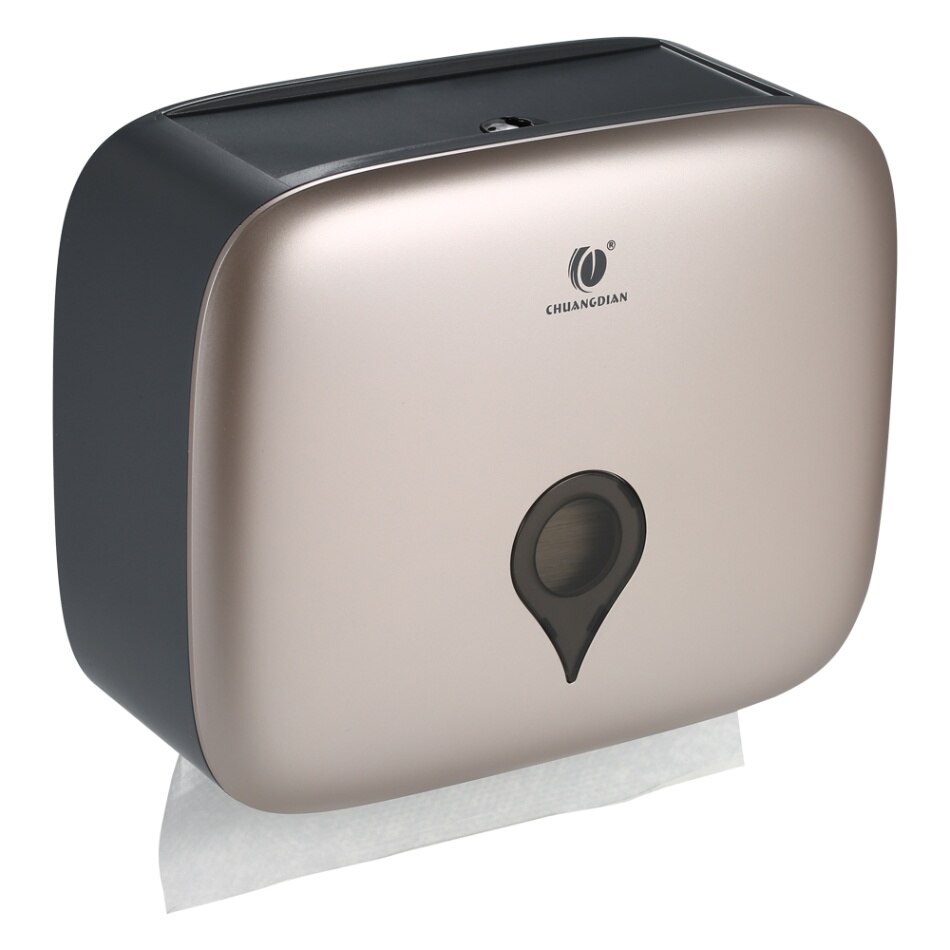 Wall Mounted C-fold Hand Towel Dispenser Waterproof Toilet Paper Tissue Dispenser Holder for Hotel Food Service Facilities: Champagne Gold