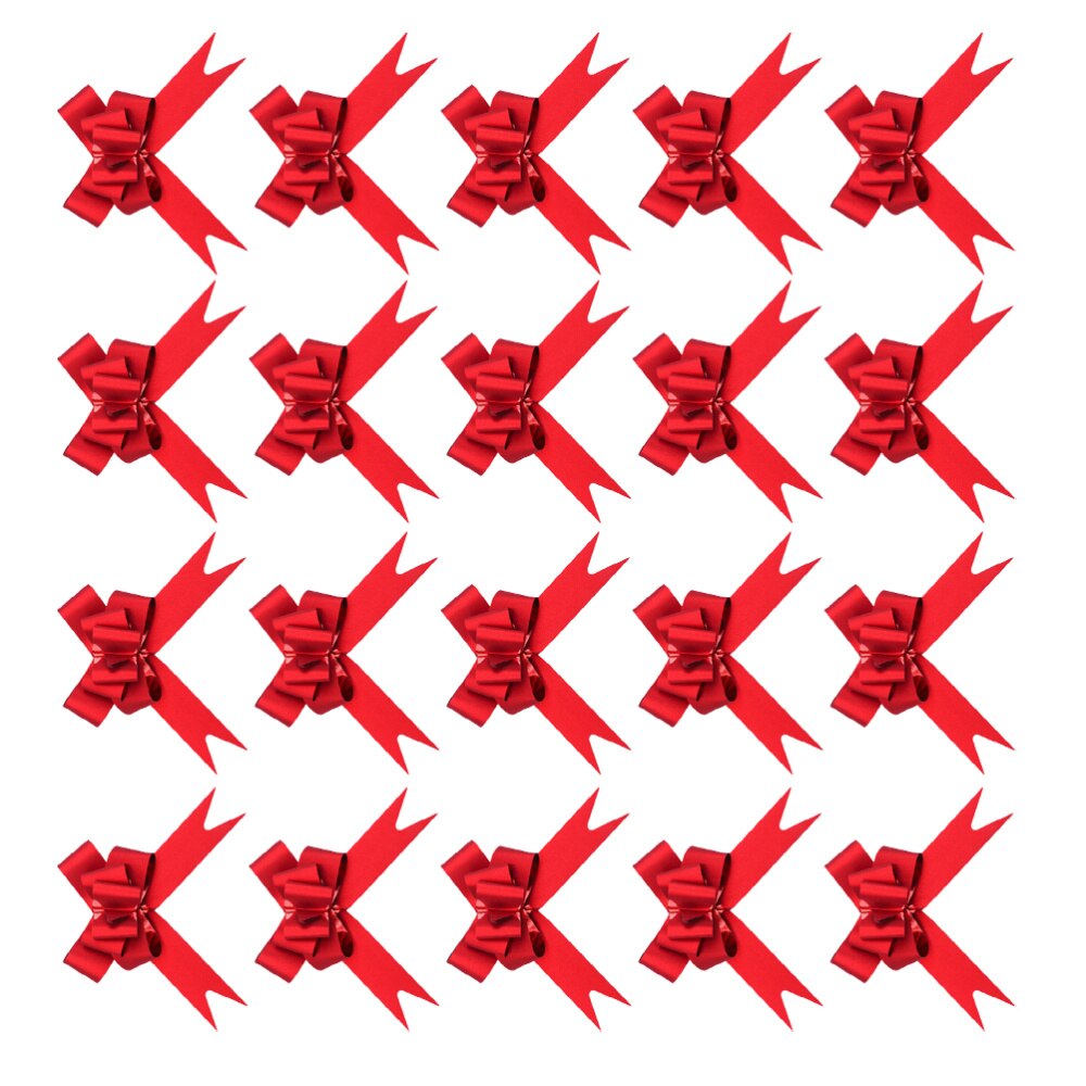 50Pcs 9cm Beautiful Pull Bowknots with Snowflake Pattern Christmas Decorative Pull Bowknots Box Pull Bows Bowknot Ribbon(Re: Red