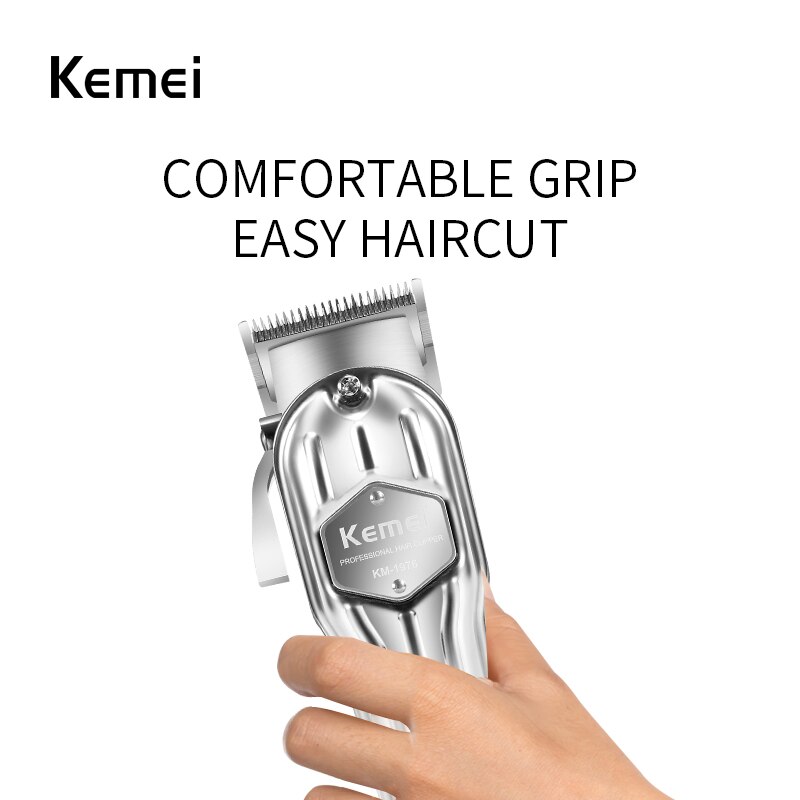 Kemei-1983 Barber All Metal Rechargeable Hair Clipper Electric Hair Trimmer Haircut Shaver Beard Trimmer Machine