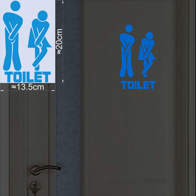 Funny Luminous Toilet Sticker Cartoon Glow in the Dark Bathroom Sticker Washroom Door Sign Sticker WC Wall DIY Indicator Label: LM