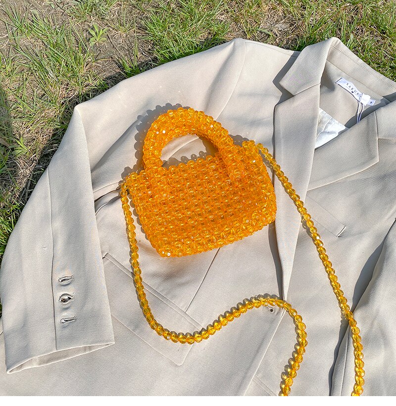 Tobo-perlenhandtasche, handgefertigt, strandurlaubshandtasche, perlenstickerei, robuste umhängetasche für damen: Orange