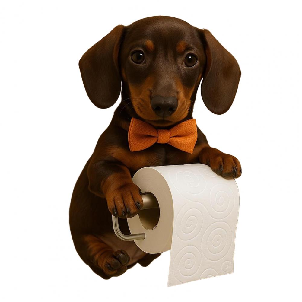 Wall Mount Toilet Paper Holder Dog Shape Funny 3D Printed Towel Holder Paper Rack Bathroom Dog Sculpture Paper Holder: green