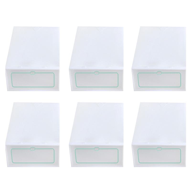 Dikker Schoenen Doos Transparant Stapelbaar Schoenen Opbergdoos Plastic Schoen Container (Wit): 6PCS Size L