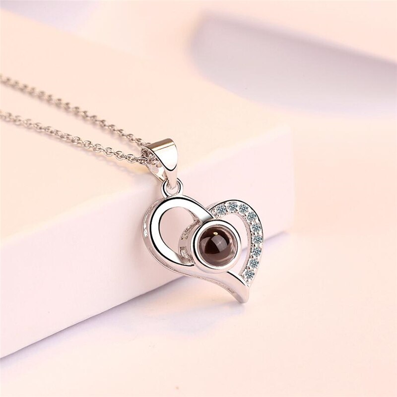 100 Languages I Love You Necklace Nano Projection Customized Color Pictures Photo Love Europe And America