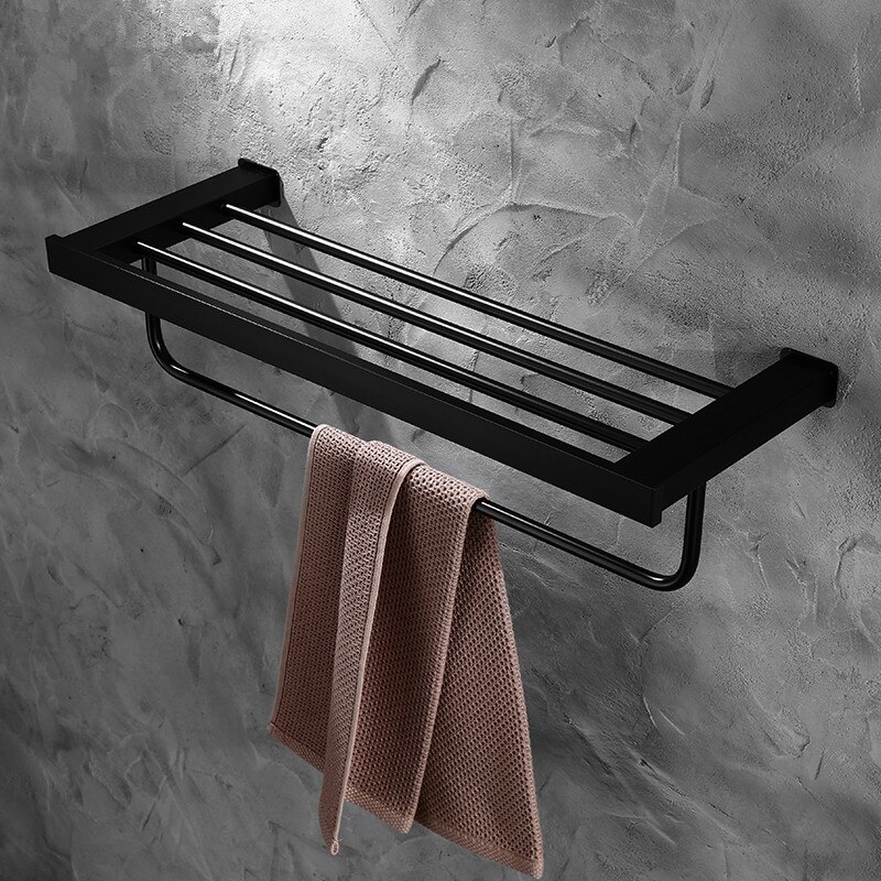 Nordic space aluminium veggmontert baderomstilbehør svart dusjhjørnehylle servantsett håndkleholder hardware baderom