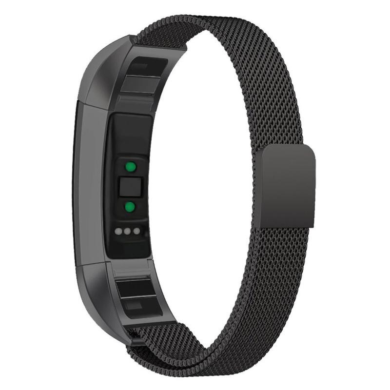Black Gold Watch band Strap Replacement Milanese Magnetic Loop Stainless Steel Magnetic Lock Band for Fitbit Alta/Alta HR: Black / L