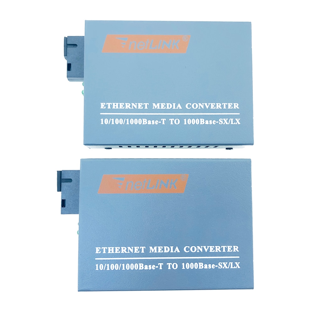 1 Pair HTB-GS-03 Gigabit Fiber Optical Media Converter 10/100/1000Mbps LAN Single Mode Single Fiber SC Port with Power Supply