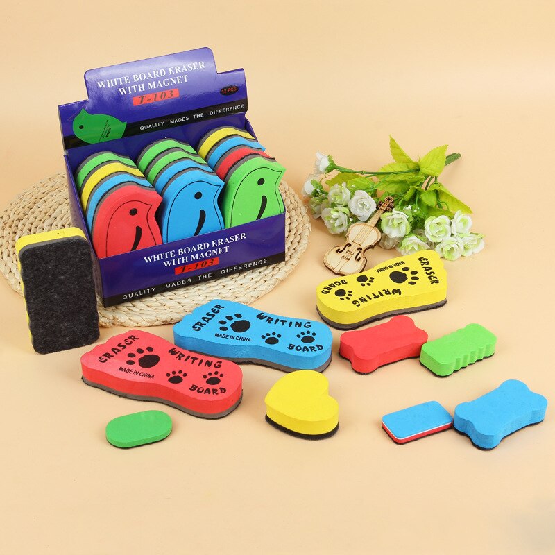 1 pièces couleur aléatoire magnétique tableau blanc gomme Kawaii effaçable tableau noir nettoyant mignon éponge blanc tableau marqueur craie gommes