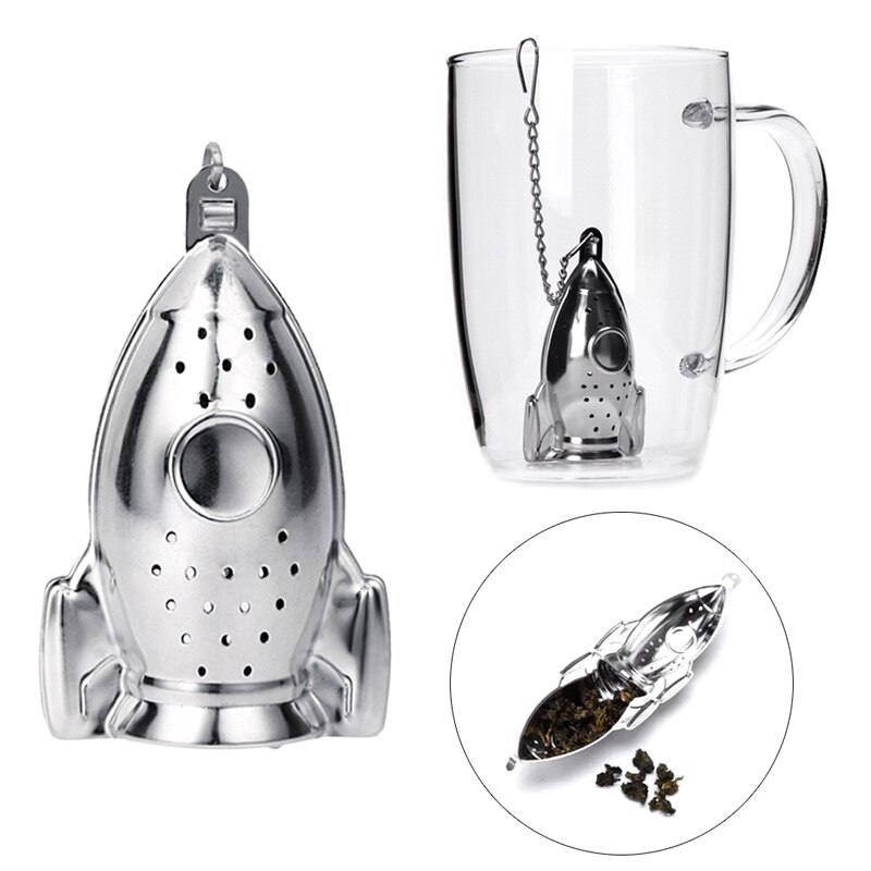 Infuseur à thé en acier inoxydable, passoire en forme de fusée, filtre pour feuilles mobiles, à herbes, à épices, boule, accessoires pour le thé