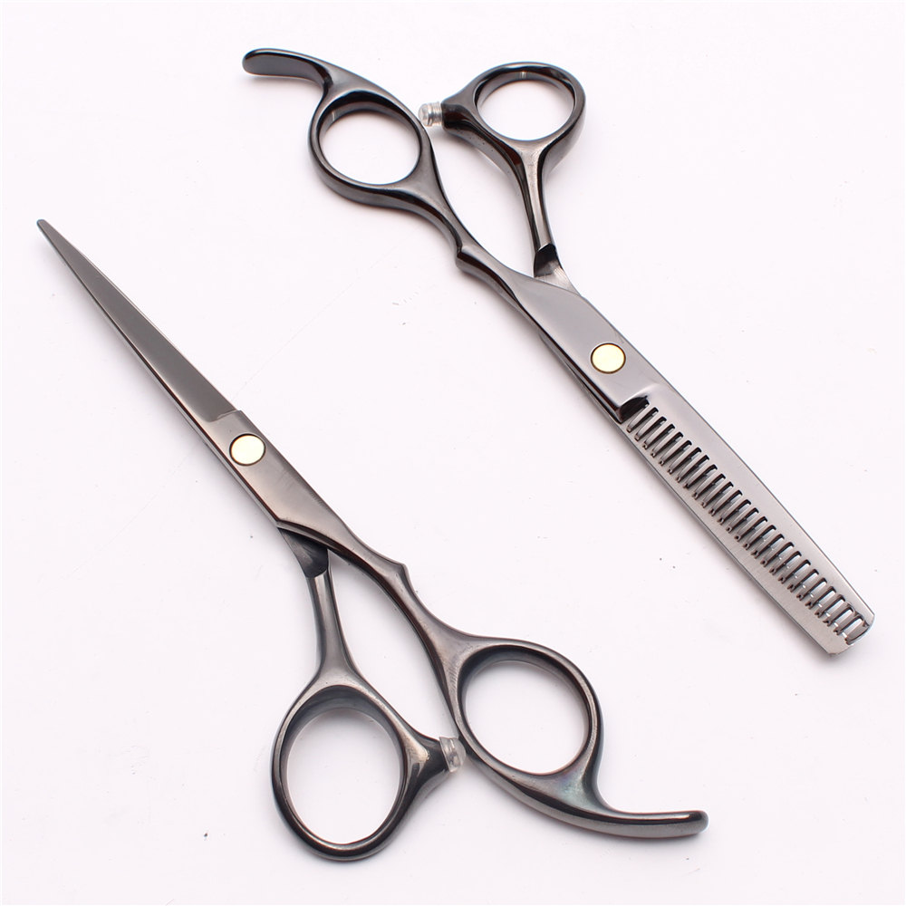 5.5" 16cm JP Steel Engraving Brand Black Cutting Shears Thinning Scissors Hairdressing Scissors Hair Scissors C1005: C1005 Hei D 5.5N