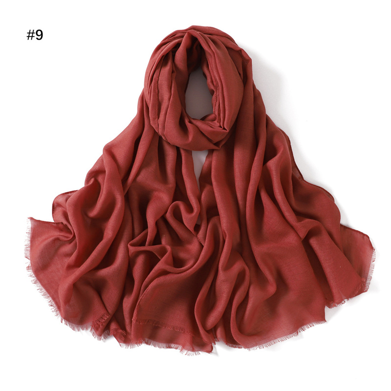 Women Ramadan Muslim Hijab Cotton and Linen Soft Autumn and Winter Solid Color Islam Scarf Headscarf Shawl: dusty wine