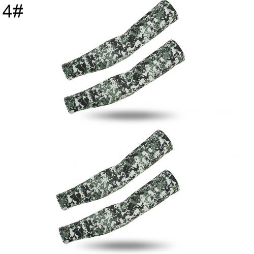 2 Pairs Zomer Arm Mouwen Camouflage Patroon Arm Warmers Mouwen Elastische Uv Zon Bescherming Lange Vingerloze Handschoenen Arm Mouwen: 4
