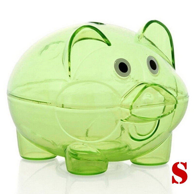 Clear Mooie Spaarvarken Coin Money Plastic Cash Te Openen Besparing Doos Kid Pig: green