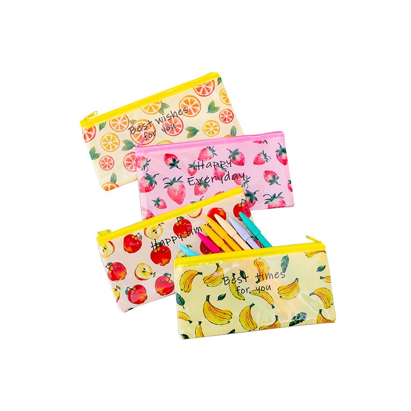 1pcs/lot Fruit Zipper pvc Pencil Case Pencil Bag Box school student Stationery