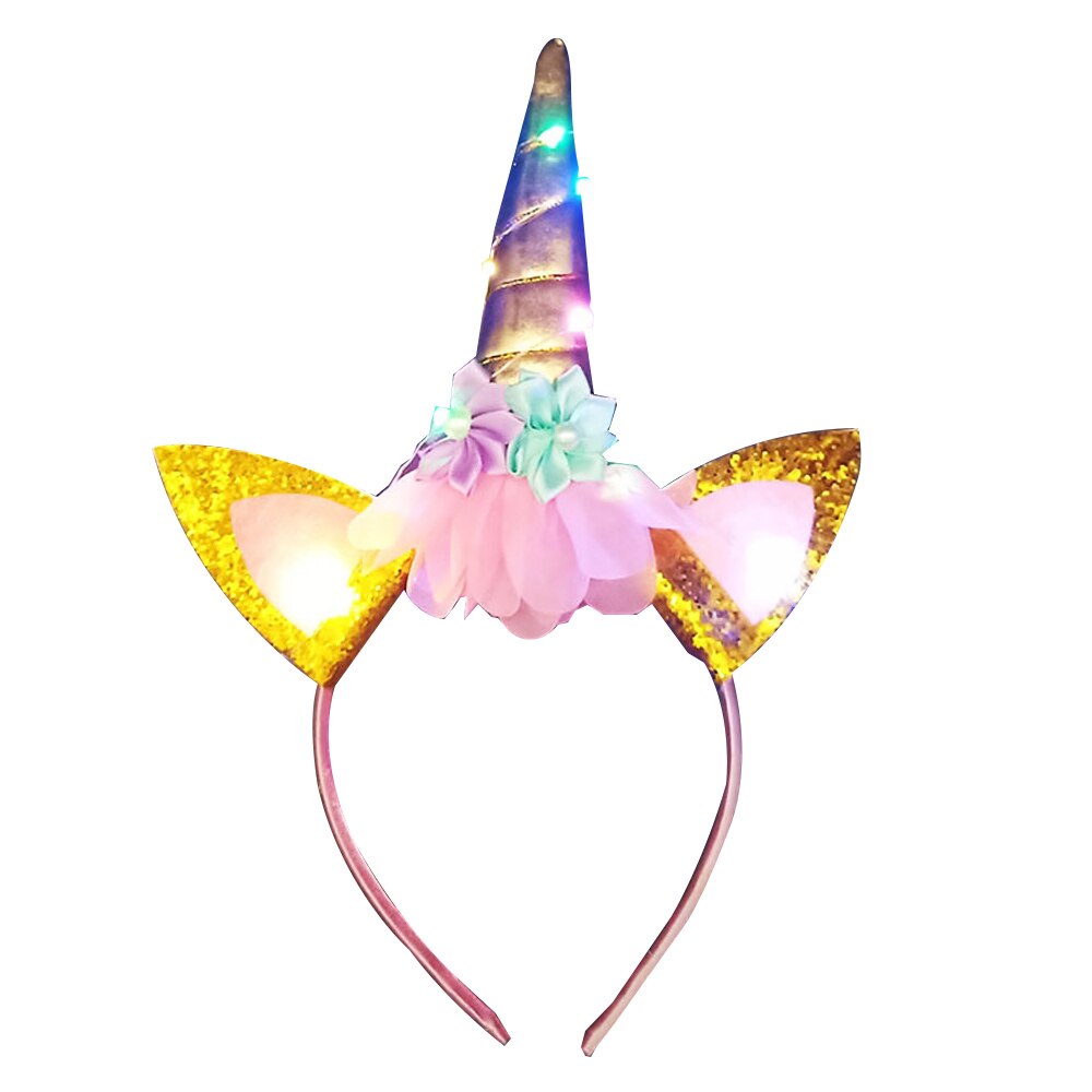 Halloween Party Unicorn Glowing Headband Unicorn Headband With Light For Prom Halloween Birthday Party: Fluorescence Yellow