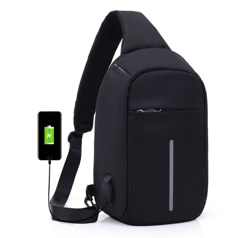 Schoudertassen Usb Opladen Zakken Mannelijke Anti Diefstal Borst Tas Schooltas Water Proof Casual Handtas Best meisje: black