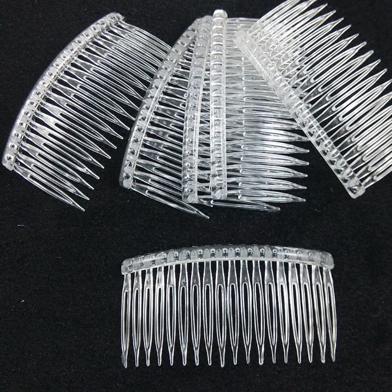 10 Teile/satz Braut Tiara Schleier Kamm Kunststoff Schwarz Weiß transparent Gabel Kämme