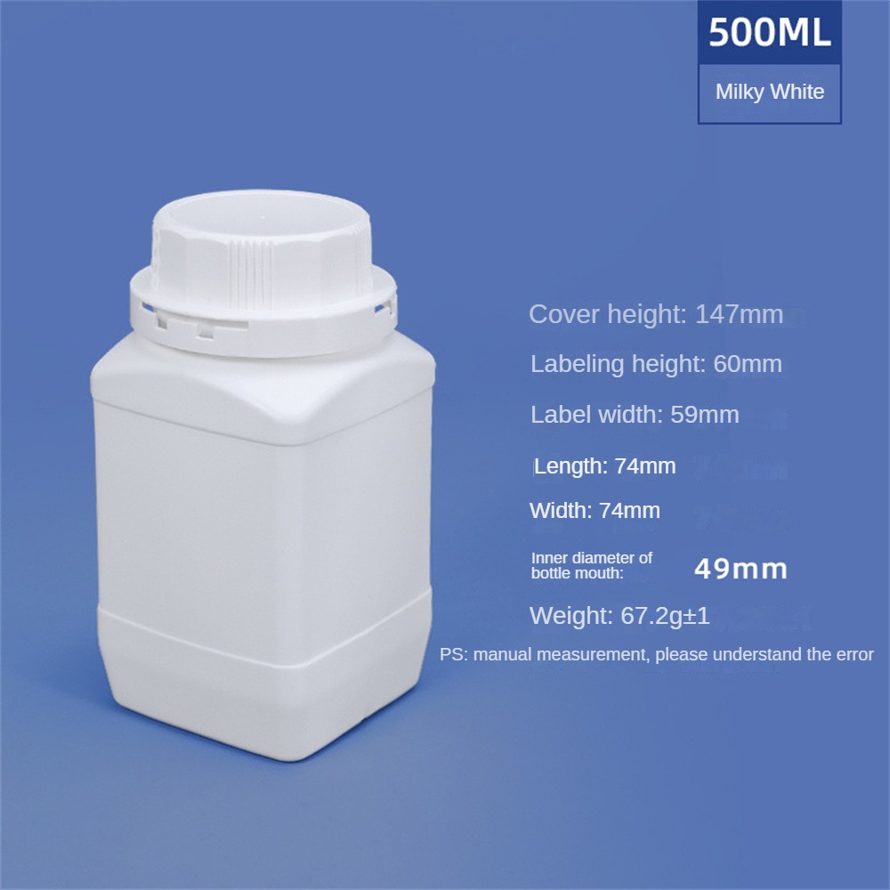 Bouteille en plastique carrée vide avec couvercle, récipient HDPE de alimentaire, shampoing, Lotion, peinture, bouteille rechargeable