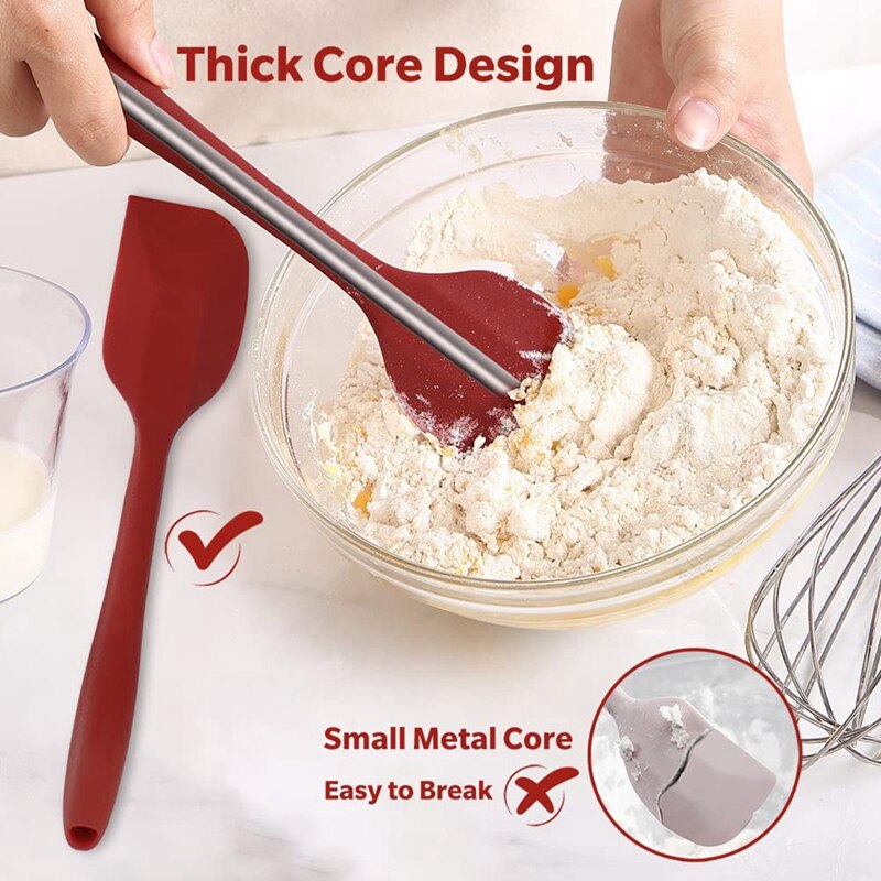 -5PCS Silicone Spatula Set With Heat Resistant, Kitchen Silicone Spatula Utensil Set, Rubber Spatulas Cookware