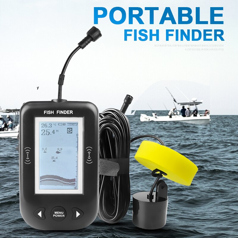 Detector de peces portátil Erchang XF02, alarma de sonda eco de alambre de 9 M, Sensor de sonda de profundidad de 0,6-100 m, Sonar para pesca