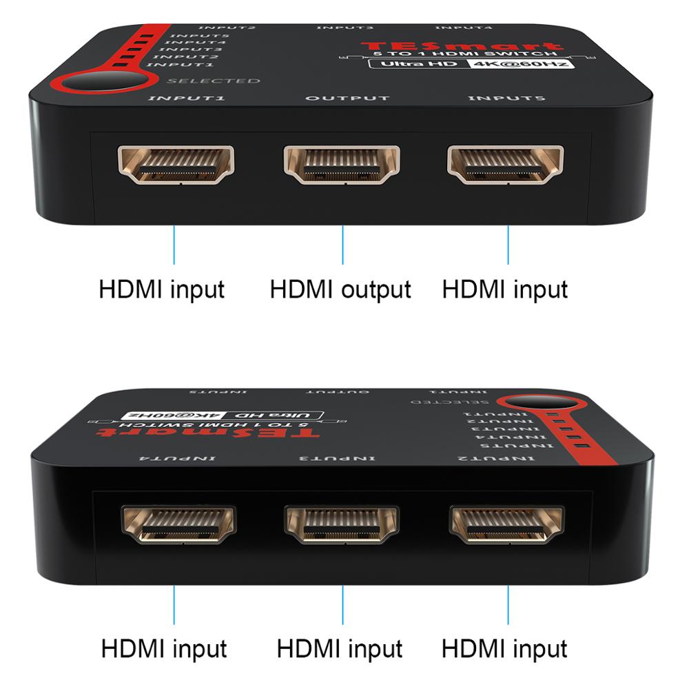 Hdmi Switch 5 Poorten Hdmi Switcher 5 In 1 Out Hdmi Splitter 5X1 Schakelaar Ultra Hd 4K @ 60Hz 3D Voor 4K Hdtv PS3/4 Ir Afstandsbediening