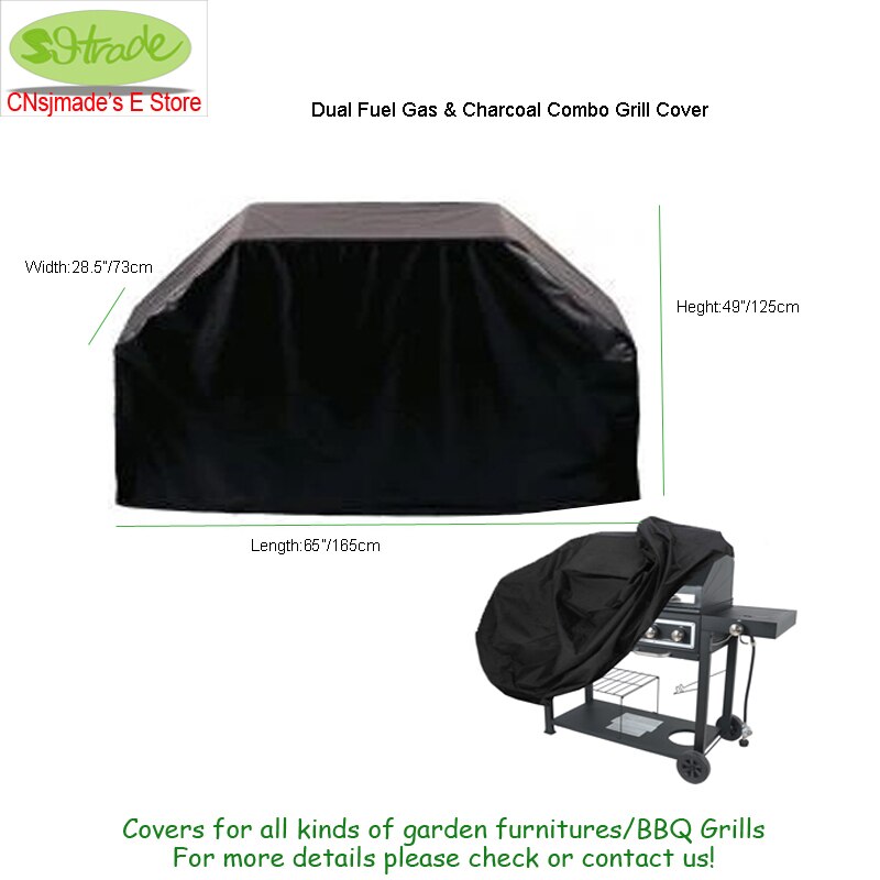 65 "Bar-B-Q Achtertuin Basics Grill Covers, brandstof Gas & Houtskool Combo Grill Zwarte Cover 2 Maten Cnsjmade