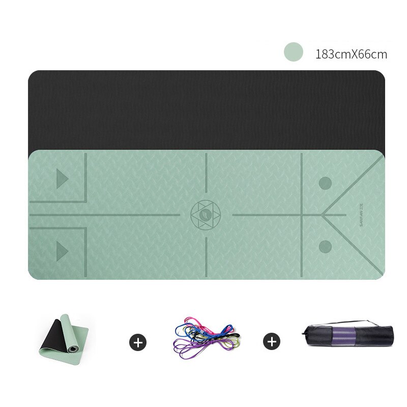 Tweekleurige yogamat 183*66*0.8cm gym pilates antislip fitnessmat positielijn tpe yoga beginner milieugymnastiekmatten: Stijl -8