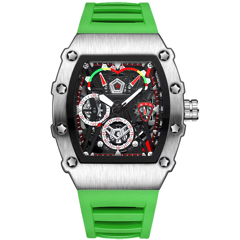 UTHAI CQ309 Herrenuhr Wasserdicht Nachtlicht Kalender Wein Eimer Silikonarmband Quarzuhr Herrenuhren: Mehrfarben