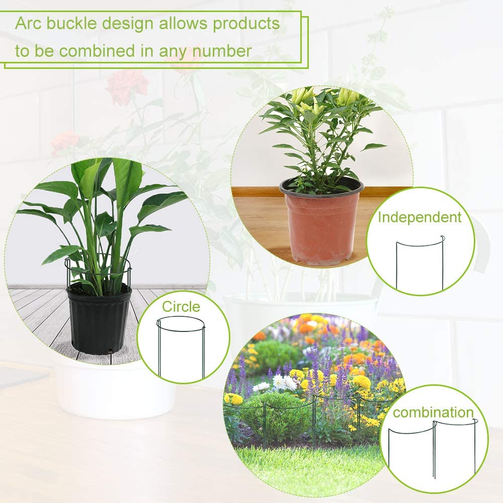 10 Pack Metal Garden Plant Support Stake Half Round Plant Support Ring Plant Cage Plant Support for Tomato Rose Vine