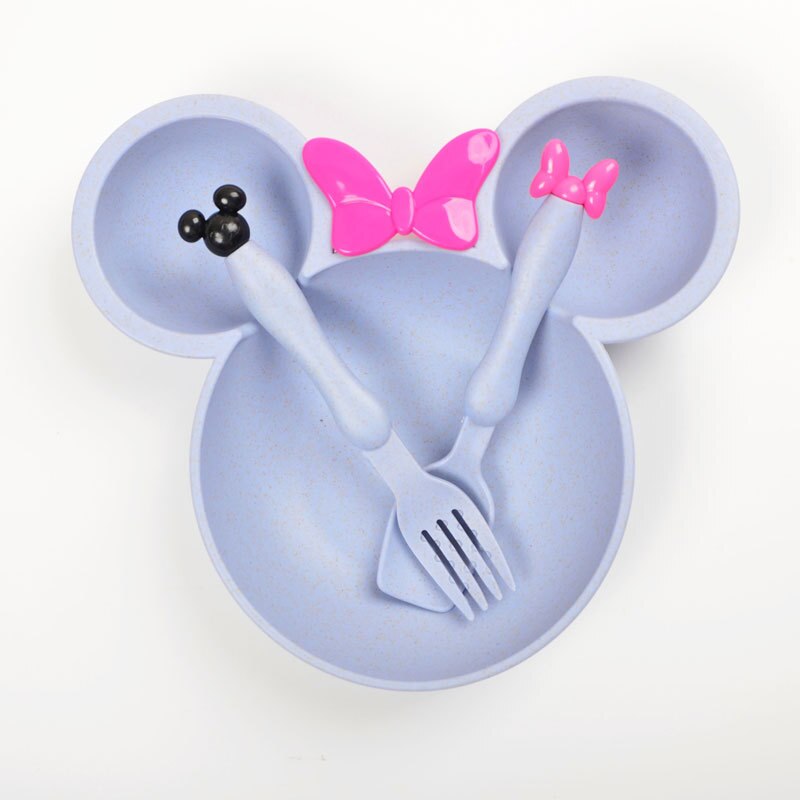 3 Stks/set Kinderen Tarwe Stro Kom Kinderen Leren Bowls Dikker Leuke Baby Kom Bpa Gratis: Blauw