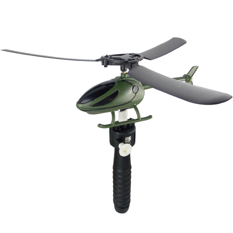 Drawstring Helicopter Mini Toy Helicopter Flying Children Outdoor Games Kids Launching Gliders Pulling Small Planes