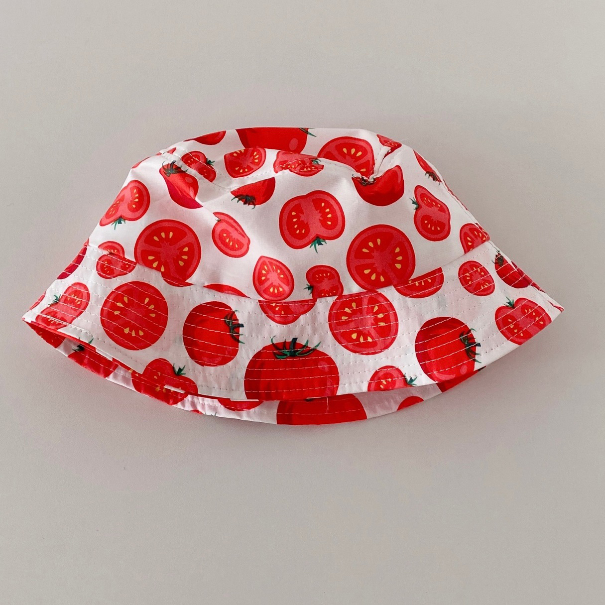 cute girls sun hat spring summer cotton print daisy tomato fisherman hats for girls outdoor casual caps: 4