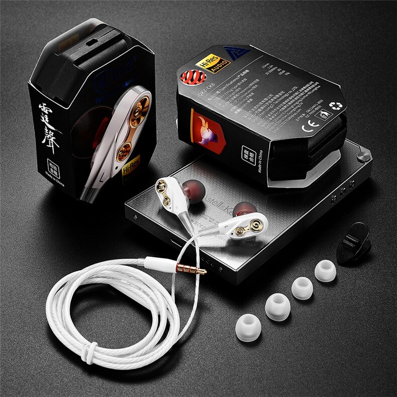QKZ CK8 Dual Fahrer Kopfhörer Stereo Bass Sport Lauf Headset HIFI Monitor Ohrhörer Freihändiger Mit Mic CK8 CK7 ck5: CK8-W