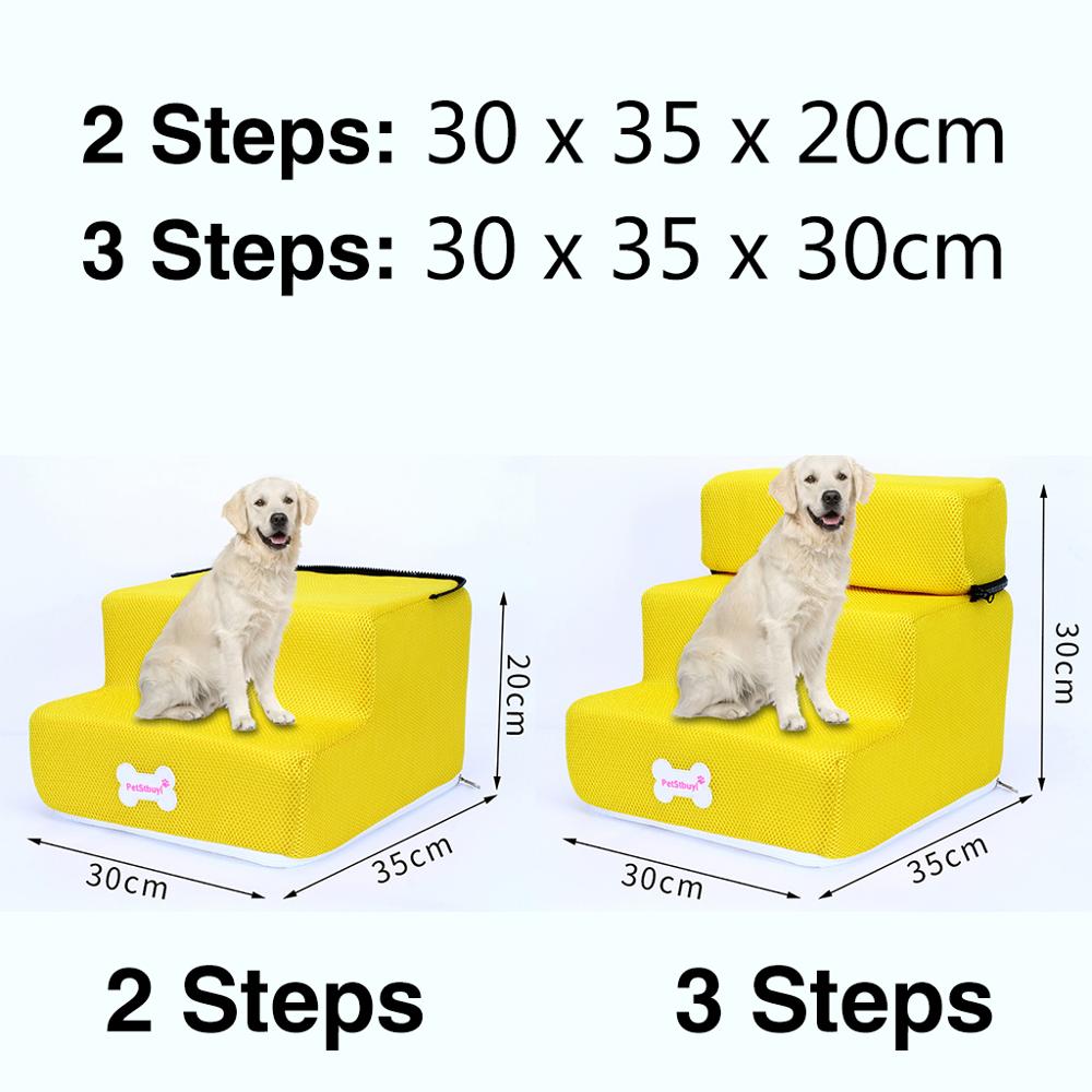 Hond Trap Hond huis Ademend Anti-slip Verwijderbare Huisdier Bed Trappen Hond Oprit 2 Stappen Ladder voor Kleine Honden лестница для собак: L / 3 Steps