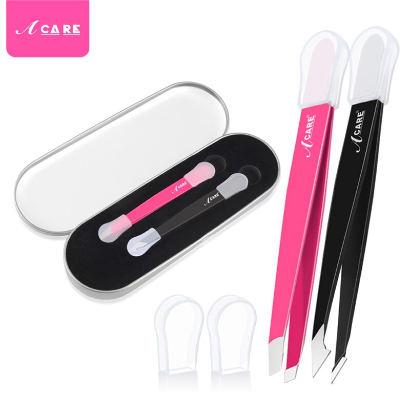 2 Stuks Wenkbrauw Pincet Brood Rvs Professionele Platte Tip Schuine Tip Eye Brow Remover Gezicht Haar Makeup Beauty Tools