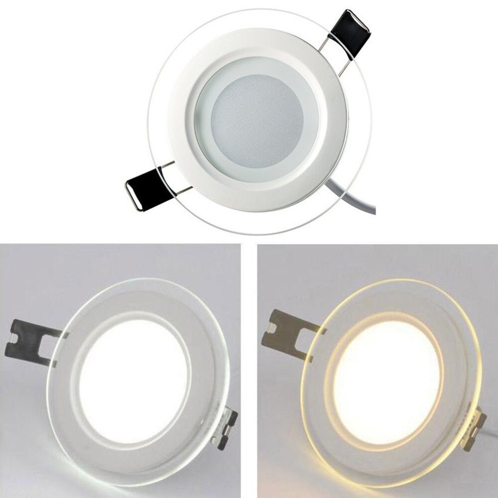 High Brightness Smart Dimmable LED Glass Downlight Round Shape Glass Panel Lights Ceiling Recessed Lamps 6/12/15W
