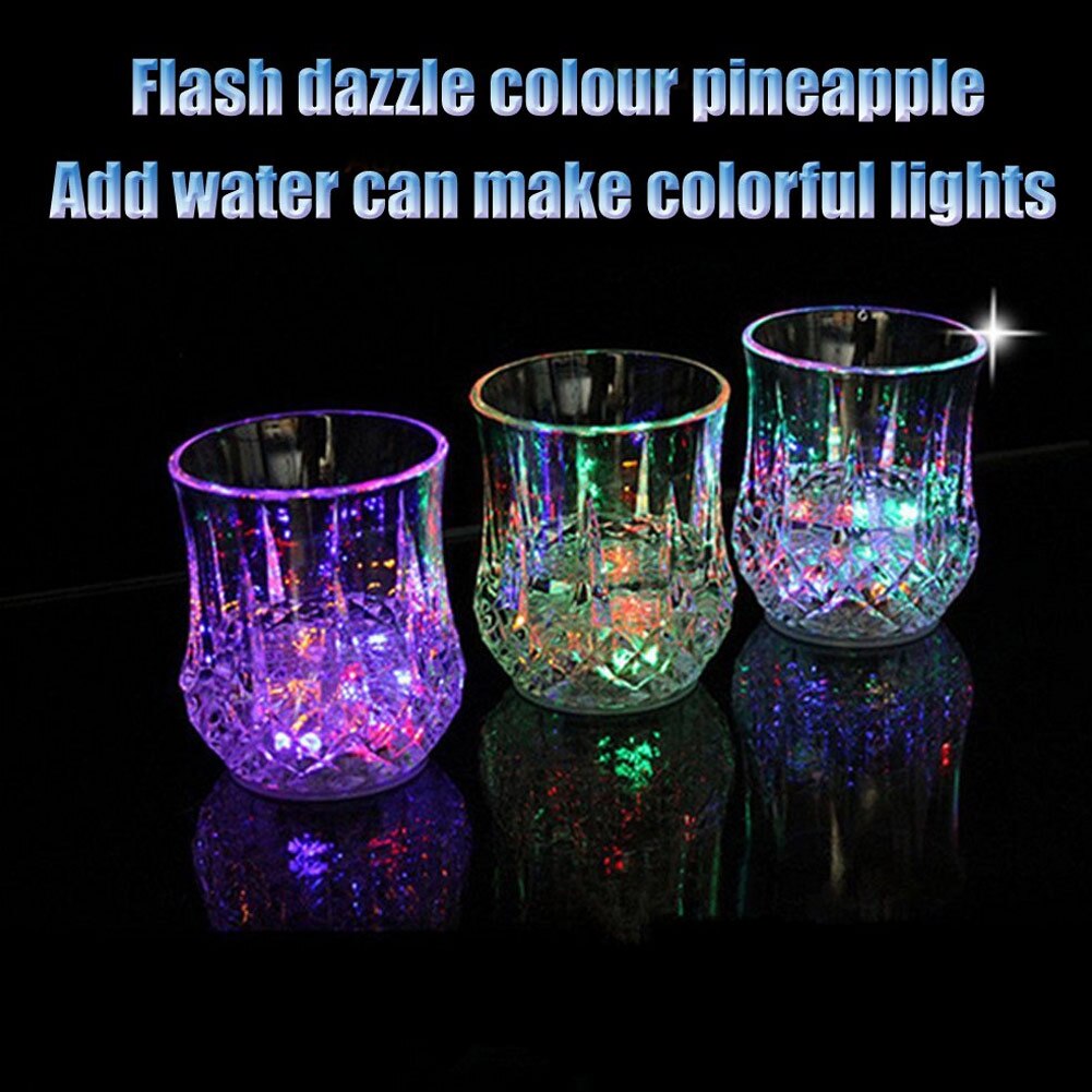 Flash Light up Cup Automatic Water Activated LED Blinking Beer Wine Cup Glow Mug TI99