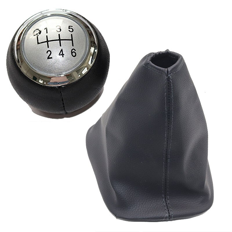 5/6 prędkość skórzana gałka zmiany biegów dźwignia zmiany biegów drążek uchwytu dla Toyota Corolla Verso II od 2004-: 6 speed srebro para